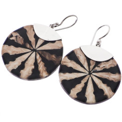 1 3/16" CONE SHELL IN BLACK RESIN CAPIZ 925 STERLING SILVER earrings