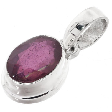 5/8" Dainty Magenta Natural Ruby 925 Sterling Silver Pendant