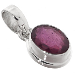 5/8" Dainty Magenta Natural Ruby 925 Sterling Silver Pendant