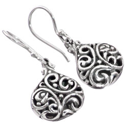 9/16" BALI HANDMADE ARTISANAL SCROLLWORK FILIGREE  925 STERLING SILVER earrings