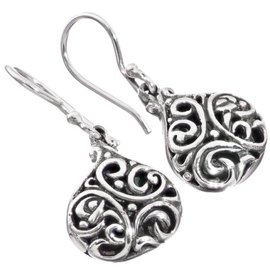 9/16" BALI HANDMADE ARTISANAL SCROLLWORK FILIGREE  925 STERLING SILVER earrings