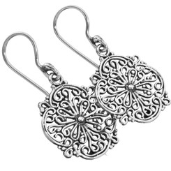 1" Handmade Filigree Silverwork 925 Sterling Silver Earrings