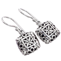1/2" DAINTY FILIGREE 925 STERLING SILVER DROP FISH-HOOK earrings