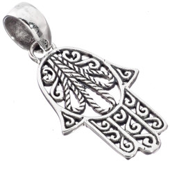 1 1/2" GORGEOUS HAMSA SILVERWORK FILIGREE 925 STERLING SILVER pendant