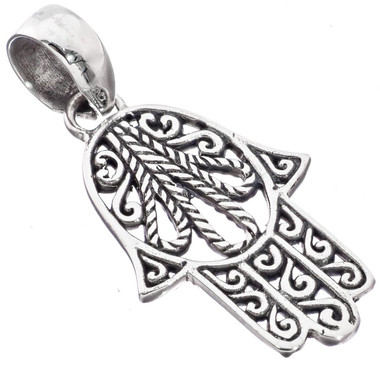 1 1/2" GORGEOUS HAMSA SILVERWORK FILIGREE 925 STERLING SILVER pendant