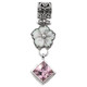 1 3/4" PINK QUARTZ MOTHER OF PEARL SHELL PLUMERIA FLOWER 925 SILVER pendant