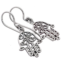 3/4" HAMSA DESIGN FILIGREE SILVERWORK 925 STERLING SILVER earrings