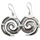 1" MAORI TRIBAL MOTHER OF PEARL SHELL SPIRAL 925 STERLING SILVER earrings