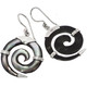 1" MAORI TRIBAL MOTHER OF PEARL SHELL SPIRAL 925 STERLING SILVER earrings
