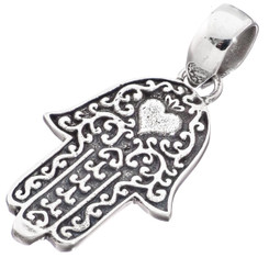 1 1/2" BEAUTIFUL HAMSA HEART FILIGREE SILVERWORK 925 STERLING SILVER pendant