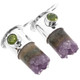 1" AMETHYST CRYSTAL GEODE POINTS PERIDOT 925 STERLING SILVER earrings
