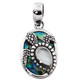 1 1/4" TURTLE MOTHER OF PEARL SHELL PAUA ABALONE 925 STERLING SILVER pendant