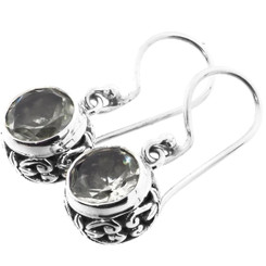 1/2" BRILLIANT PRASIOLITE GREEN AMETHYST FILIGREE 925 STERLING SILVER earrings