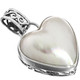 1 1/8" VALENTINE WHITE HEART MABE PEARL FILIGREE 925 STERLING SILVER pendant