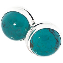 9/16" MESMERIZING 12MM NATURAL TURQUOISE 925 STERLING SILVER POST STUD earrings