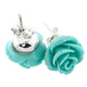 7/16" TURQUOISE-TONE ROSE FLOWER 925 STERLING SILVER POST earrings