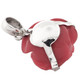 1 1/4" RED CORAL-TONE ROSE FLOWER 925 STERLING SILVER PENDANT