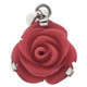 1 1/4" RED CORAL-TONE ROSE FLOWER 925 STERLING SILVER PENDANT