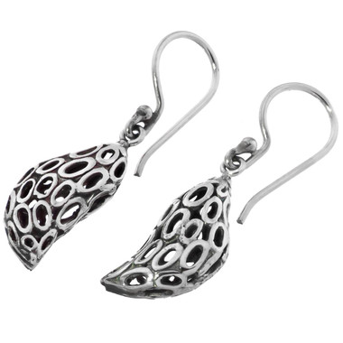 1" Handmade Filigree Silverwork 925 Sterling Silver Earrings