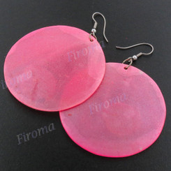 2 1/4" Dyed Capiz Shell Pink French Hook Earrings