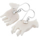 1" HAND CARVING SHETLAND PONY BISON BONE 925 STERLING SILVER earrings