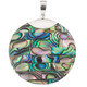 2 1/4" Mosaic Paua Abalone Shell 925 Sterling Silver Pendant