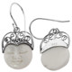 3/4"  DAINTY SUN MOON FACE BISON BONE FILIGREE 925 STERLING SILVER earrings