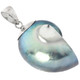 1 1/4" BLUE IRIDESCENT NAUTILUS SHELL IN 925 STERLING SILVER pendant