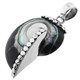 1 3/4" BLACK RESIN FILL NAUTILUS SHELL 925 STERLING SILVER pendant