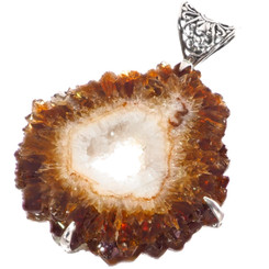 925 Silver Citrine Stalactite Slice Pendant