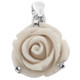 1 1/4" Dainty Cream Rose Flower 925 Sterling Silver Pendant
