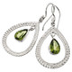 1" PEAR GREEN PERIDOT HAMMERED 925 STERLING SILVER TEARDROP HOOP earrings