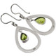 1" PEAR GREEN PERIDOT HAMMERED 925 STERLING SILVER TEARDROP HOOP earrings