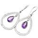 1" PEAR AMETHYST HAMMERED 925 STERLING SILVER TEARDROP HOOP earrings