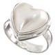 5/8" Heart South Sea White Mabe Pearl 925 Sterling Silver Ring