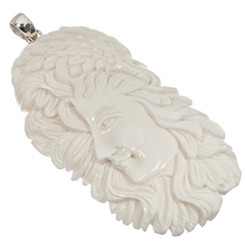 3 3/8" BALI HANDCRAFTED EAGLE GODDESS BISON BONE 925 STERLING SILVER pendant