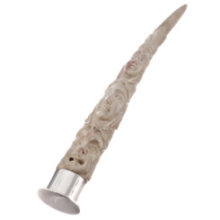 4" HAND CARVING INDIAN CHIEF TOTEM DEER ANTLER 925 SILVER PIPE TOBACCO tamper