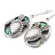 7/8" TURTLE MOTHER OF PEARL SHELL ON PAUA ABALONE 925 STERLING SILVER earrings