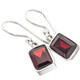 3/8" DAINTY HAND CRAFTED RETANGLE RED GARNET 925 STERLING SILVER earrings
