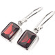 3/8" DAINTY HAND CRAFTED RETANGLE RED GARNET 925 STERLING SILVER earrings