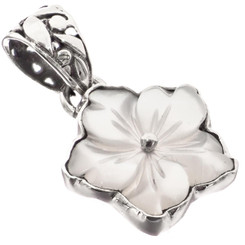1" DAINTY WHITE MOTHER OF PEARL SHELL FLOWER 925 STERLING SILVER pendant