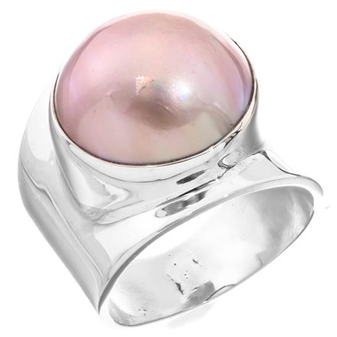 South Pacific Pink Mabe Pearl 925 Sterling Silver Sz 6 Ring