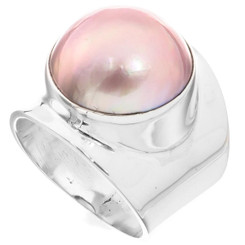 South Pacific Pink Mabe Pearl 925 Sterling Silver Sz 6 Ring