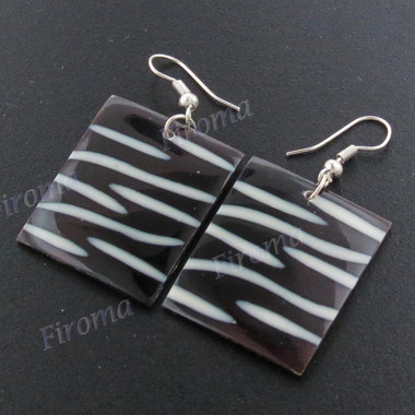 Pen Shell Square French Earrings
