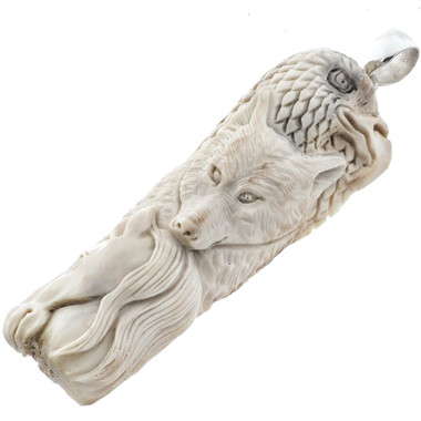 HAND CARVED EAGLE WOLF HORSE PRAIRIE DEER ANTLER 925 STERLING SILVER pendant