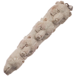4" HAND CARVING BEAR TOTEM DEER ANTLER 925 STERLING SILVER pendant