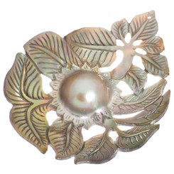 2 7/8" MABE BLISTER PEARL IN SHELL HAND CARVING DRILLED BEAD CABOCHON pearl