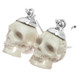 3/4" HAND CARVING SKULL DEER ANTLER 925 STERLING SILVER DANGLE earrings