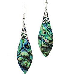 2 1/8" GENUINE PAUA ABALONE SHELL 925 STERLING SILVER DROP earrings
