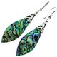 2 1/8" GENUINE PAUA ABALONE SHELL 925 STERLING SILVER DROP earrings